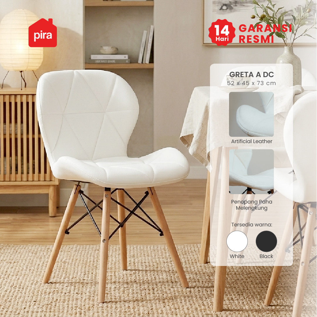 PIRA - GRETA A DC KURSI MAKAN / KURSI CAFE / KURSI MINIMALIS warna WHITE - PIRA - foto 1