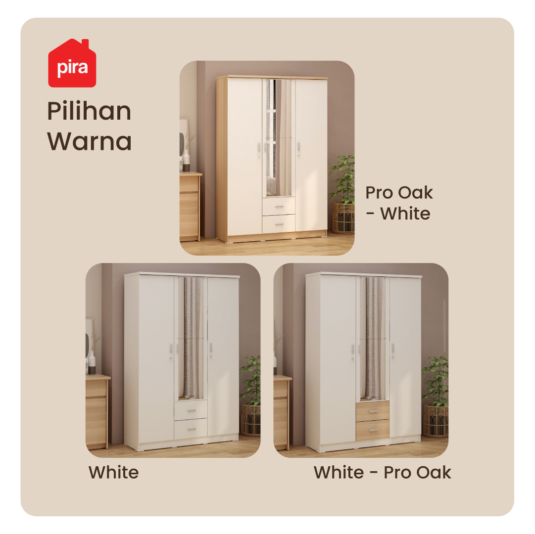 PIRA METROPOLIS OX -  ASTA 3PL A LEMARI PAKAIAN 3 PINTU warna AMERICAN WALNUT - WHITE - PIRA METROPOLIS - foto 8