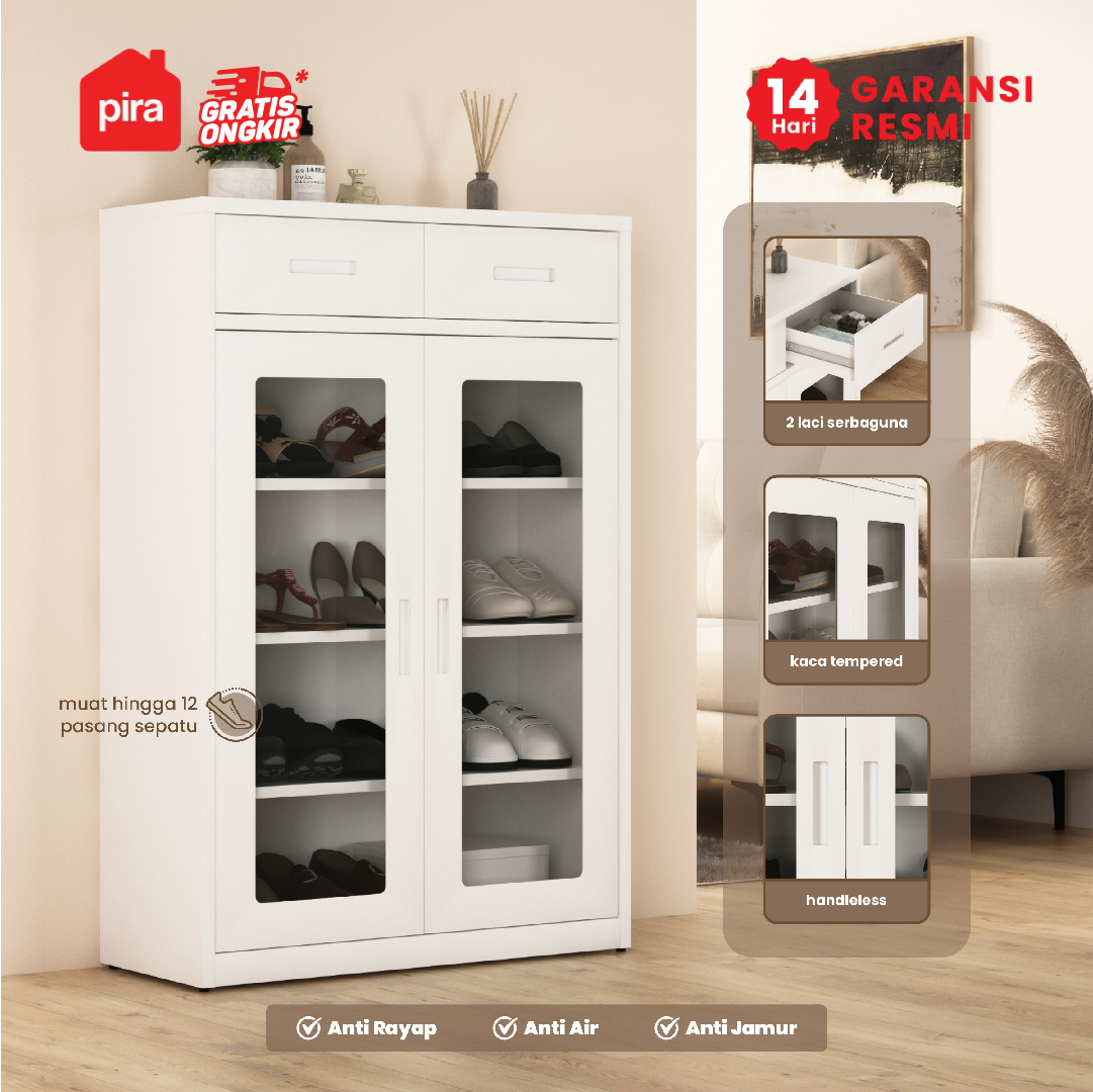 PIRA -  BOLT MSR DR RAK SEPATU / LEMARI SEPATU BESI / RAK BESI SERBAGUNA warna WHITE - PIRA - foto 1