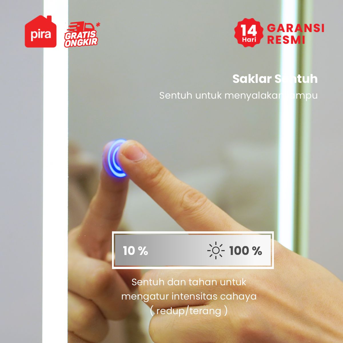 PIRA - LINIO 4P 2DR MWD LEMARI PAKAIAN BESI 4 PINTU DENGAN CERMIN LED DAN 2 LACI warna WHITE - LIGHT GREY - PIRA - foto 4
