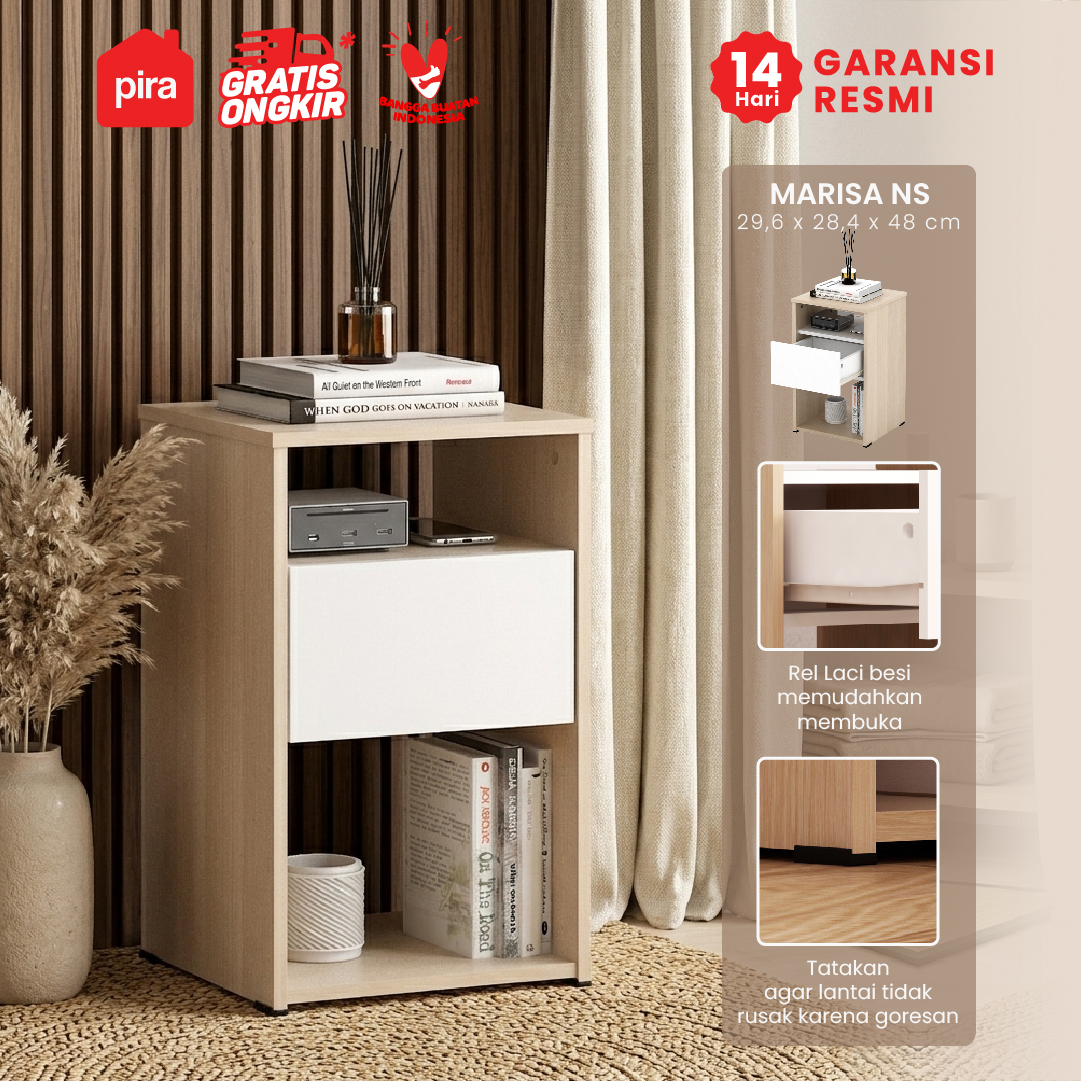 PIRA METROPOLIS OX - MARISA NS MEJA SAMPING / NAKAS warna PRO OAK - WHITE - PIRA METROPOLIS OX - foto 1