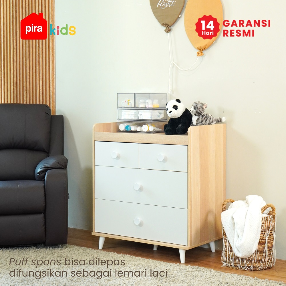 PIRA METROPOLIS - CHICCA CHT MEJA GANTI POPOK BAYI / BABY TAFEL / LEMARI SUSUN warna PRO OAK - WHITE SM - PIRA KIDS - foto 2