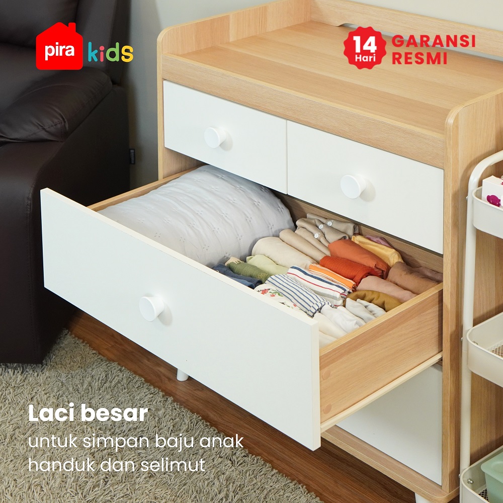 PIRA METROPOLIS - CHICCA CHT MEJA GANTI POPOK BAYI / BABY TAFEL / LEMARI SUSUN warna PRO OAK - WHITE SM - PIRA KIDS - foto 5