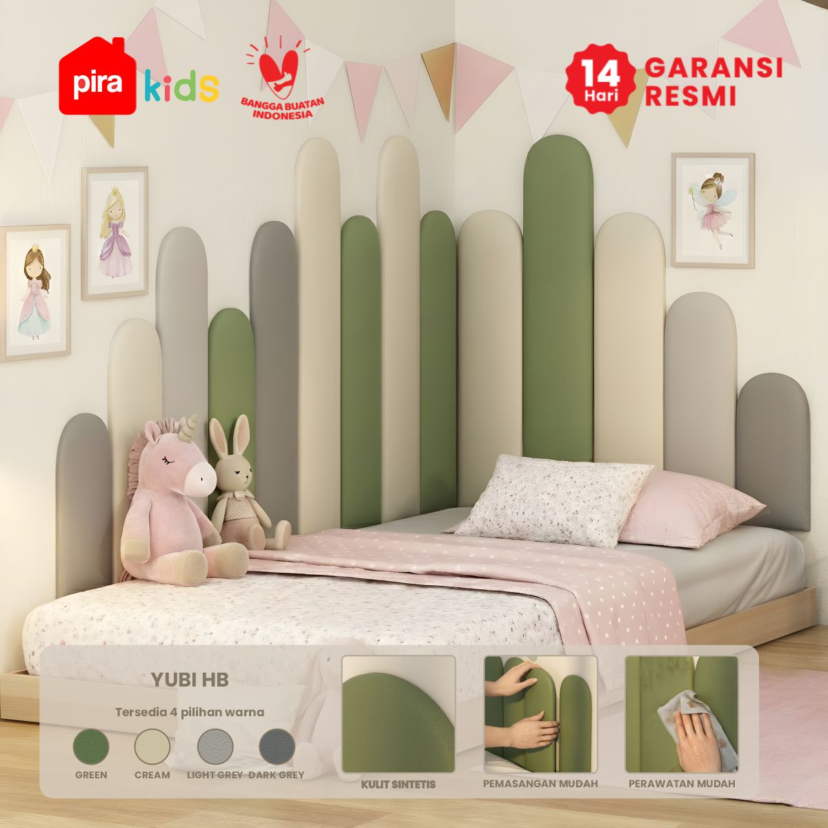 PIRA KIDS - YUBI HB20X100 HEADBOARD KASUR / WALL PANEL 3D / WALLPAPER FOAM 3D / SANDARAN BERMAIN ANAK 1 PCS warna CREAM - PIRA KIDS - foto 3