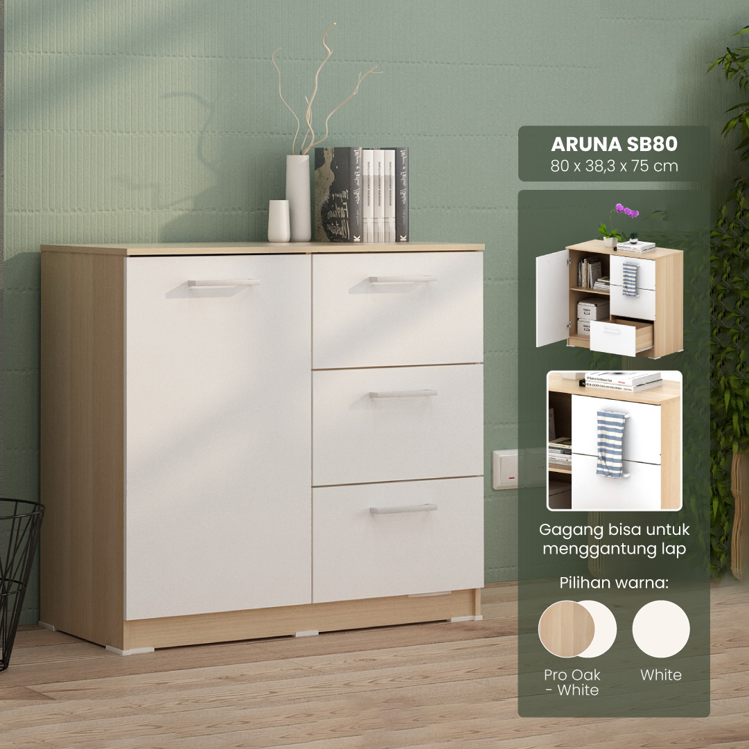 PIRA METROPOLIS OX - ARUNA SB80 BUFET / RAK DAPUR / KITCHEN SET BAWAH DAPUR / LEMARI DAPUR warna PRO OAK - WHITE - PIRA METROPOLIS OX - foto 1