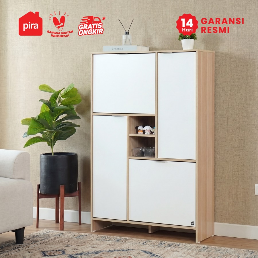 PIRA METROPOLIS - SIKA SR80 RAK SEPATU / LEMARI SEPATU / RAK SEPATU SUSUN TERTUTUP warna PRO OAK - WHITE - PIRA METROPOLIS - foto 2