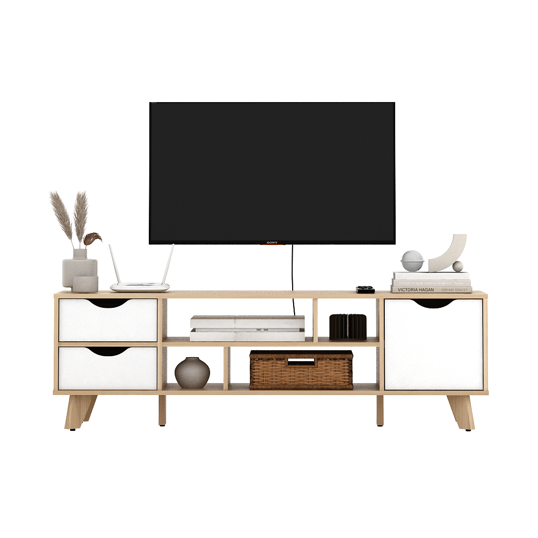 PIRA METROPOLIS OX - FUJI TV1200 MEJA TV / RAK TV / LEMARI TV warna PRO OAK - WHITE - PIRA METROPOLIS OX - foto 10