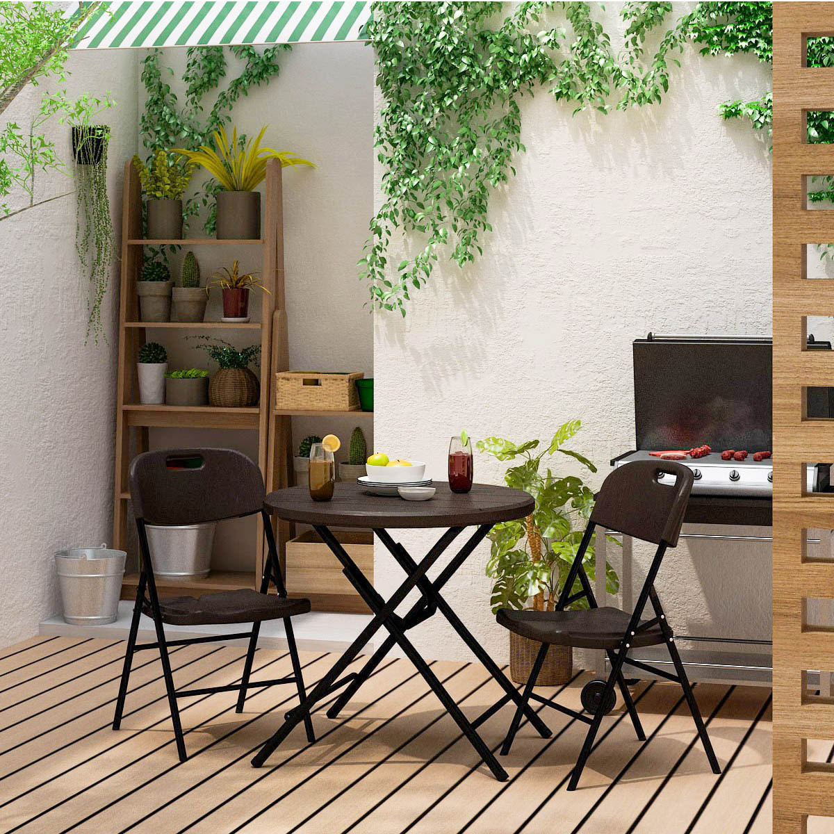 PIRA -  FOLDA CH45 KURSI LIPAT OUTDOOR / KURSI TERAS / KURSI TAMAN warna DARK GREY - PIRA - foto 2