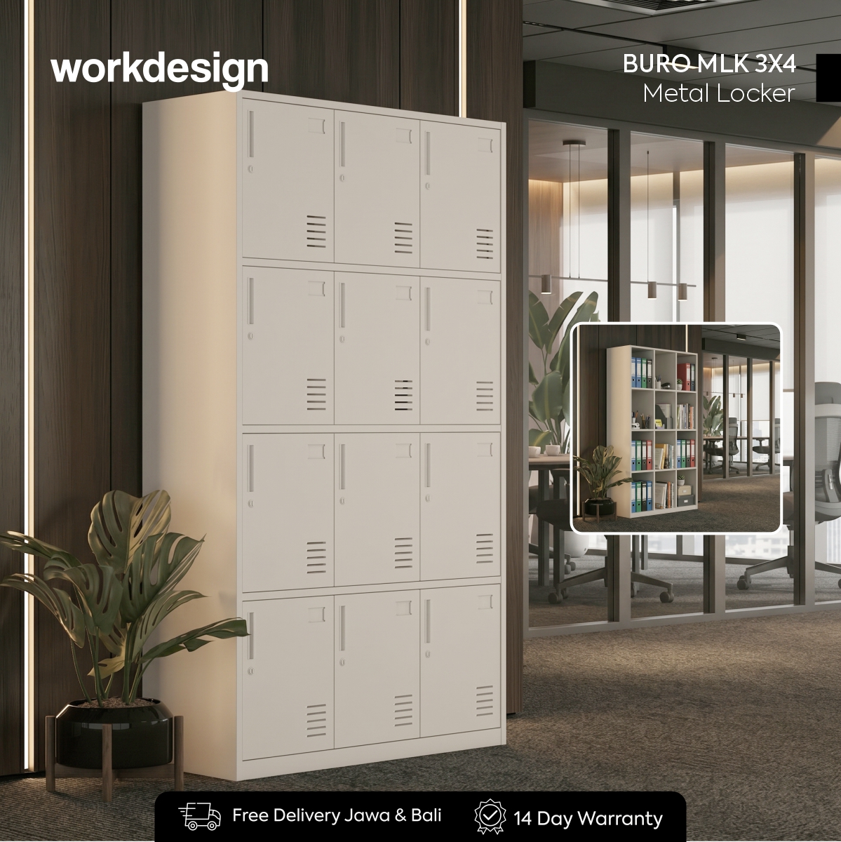 WORKDESIGN BURO MLK 3X4 LOKER BESI / LEMARI LOKER warna WHITE - WORKDESIGN - foto 1