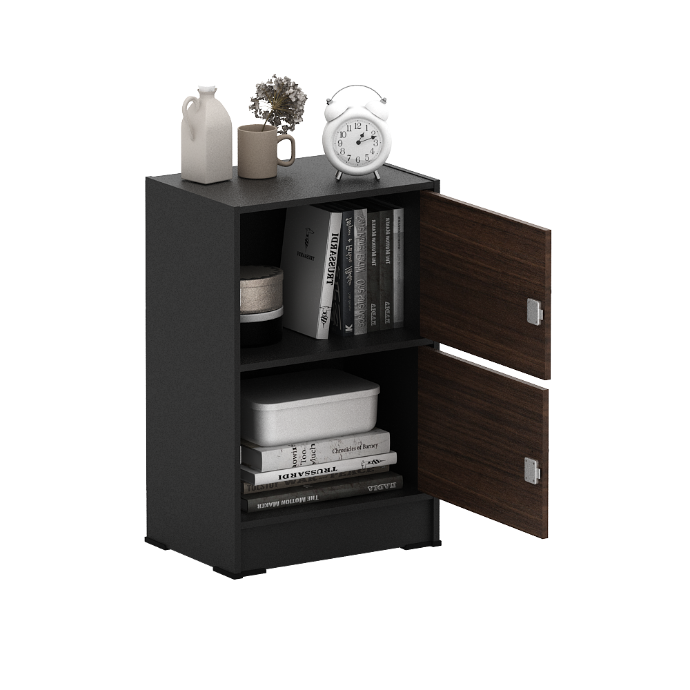 PIRA METROPOLIS OX -  ARUNA RSG2 RAK SERBAGUNA / RAK SUSUN 2 PINTU warna BLACK - AMERICAN WALNUT - PIRA METROPOLIS OX - foto 4