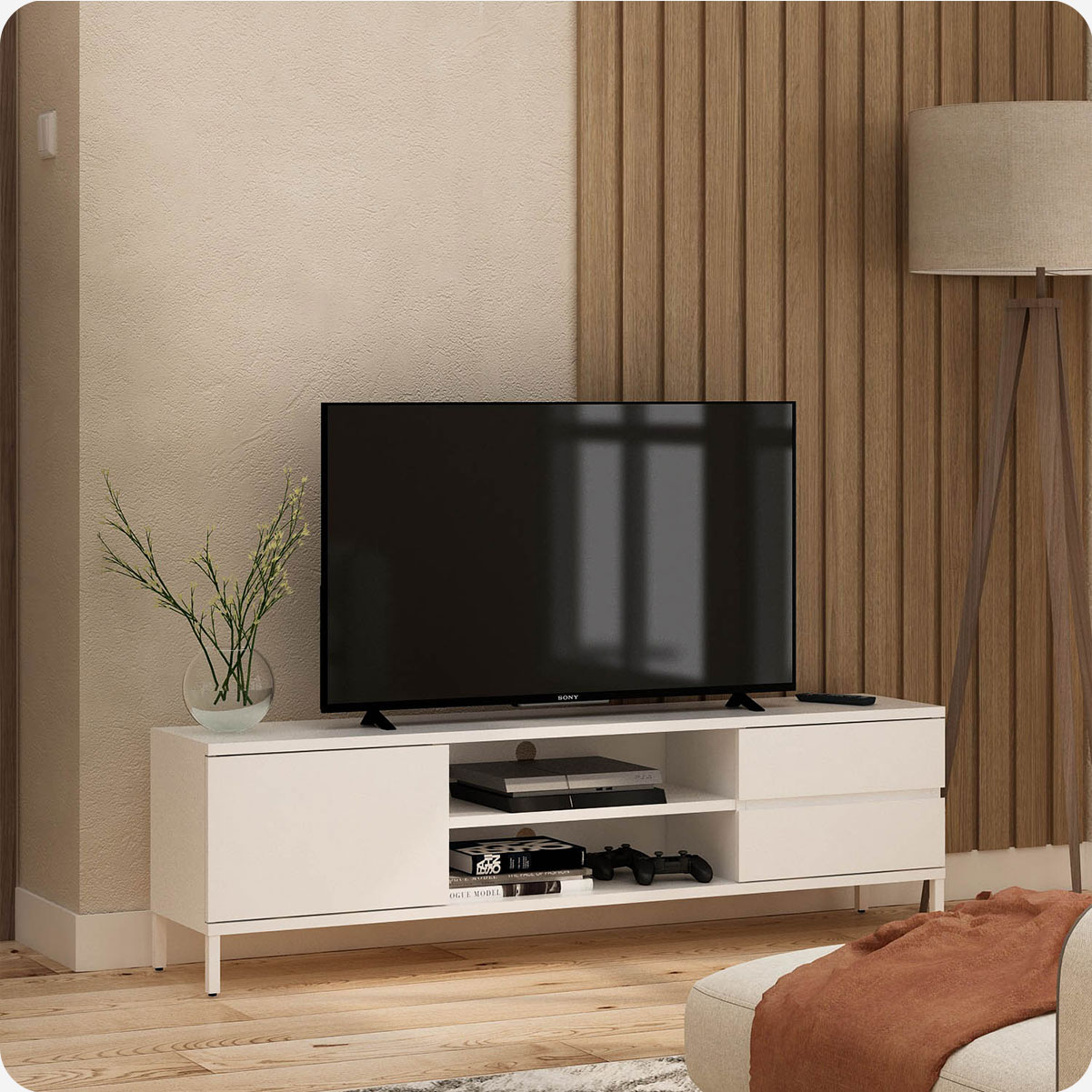 PIRA - LARSON MTV150 MEJA TV / RAK TV BESI warna WHITE - PIRA - foto 5