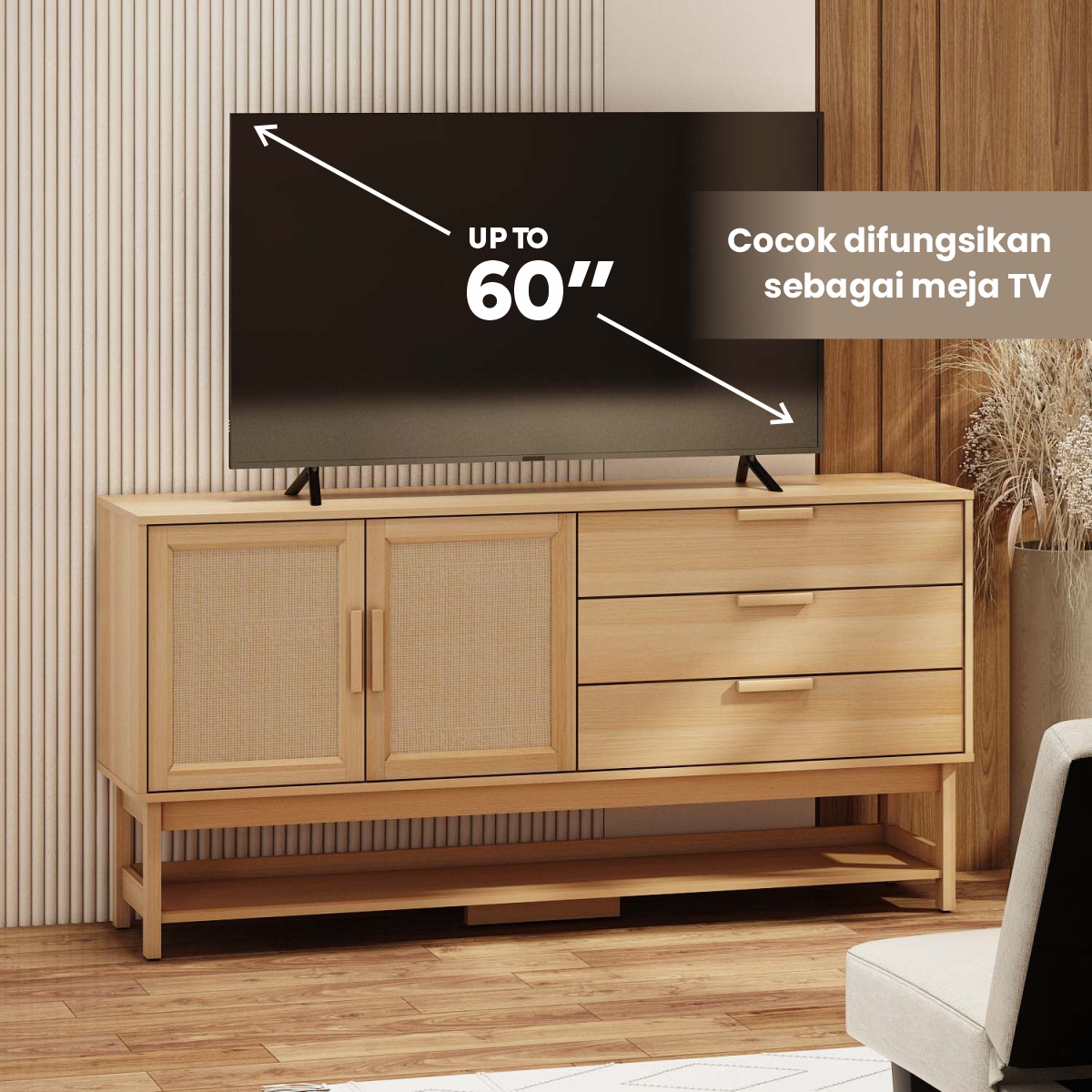 PIRA - TAKA SB160 RT BUFET / SIDEBOARD / LEMARI KABINET / MEJA TV warna PRO OAK - PIRA - foto 2