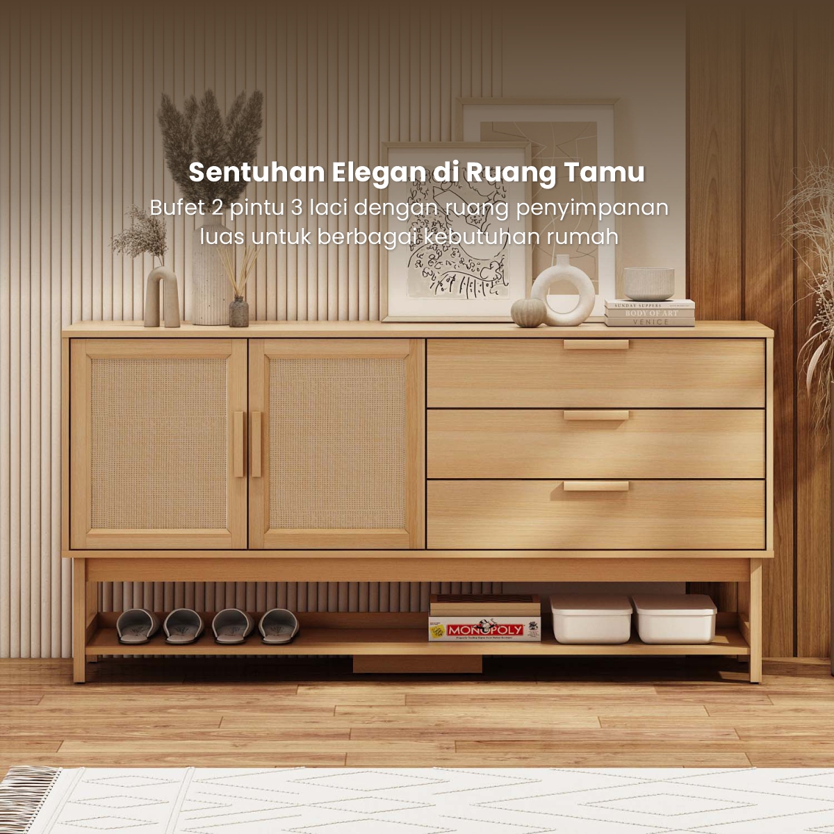 PIRA - TAKA SB160 RT BUFET / SIDEBOARD / LEMARI KABINET / MEJA TV warna PRO OAK - PIRA - foto 3
