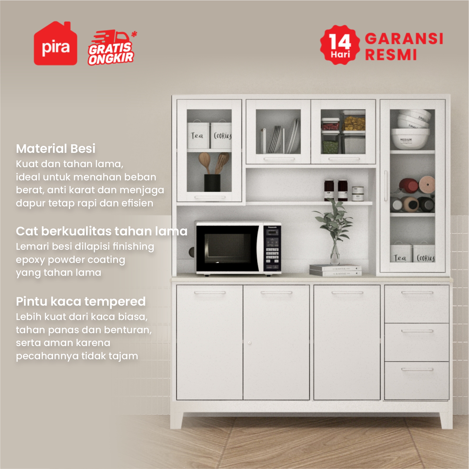PIRA - KOTZEN MKC 160 LEMARI DAPUR BESI / RAK DAPUR BESI / KITCHEN SET BESI warna WHITE - PIRA - foto 2