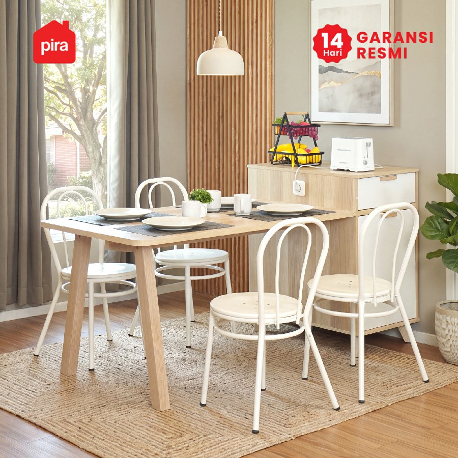 PIRA - URBAN DTSB180 MEJA MAKAN / MEJA KERJA DENGAN BUFET PENYIMPANAN warna PRO OAK - WHITE SM - PIRA - foto 2