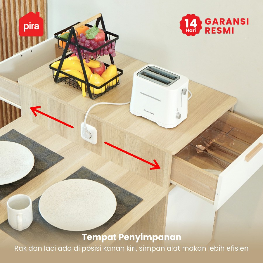 PIRA - URBAN DTSB180 MEJA MAKAN / MEJA KERJA DENGAN BUFET PENYIMPANAN warna PRO OAK - WHITE SM - PIRA - foto 6