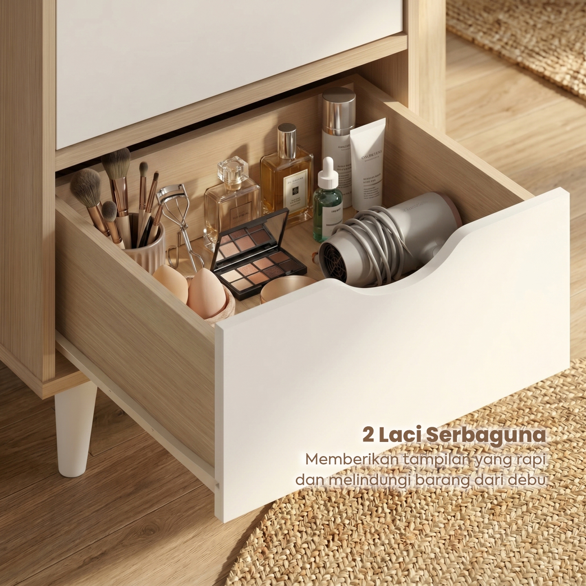 PIRA METROPOLIS OX - FUJI DS40 MEJA RIAS / CERMIN FULL BODY / MEJA RIAS MINIMALIS warna PRO OAK - WHITE - PIRA - foto 6