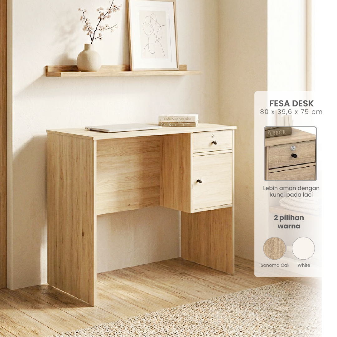 PIRA METROPOLIS -  FESA DESK MEJA BELAJAR / MEJA KERJA warna SONOMA OAK - METROPOLIS - foto 1