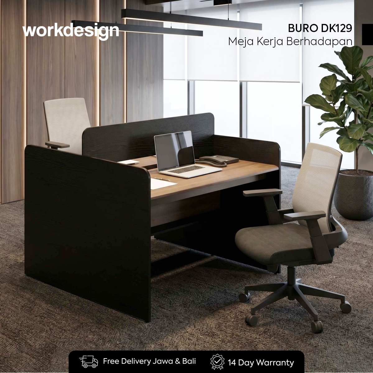 WORKDESIGN BURO DK129 MEJA KERJA / MEJA KANTOR / MEJA KERJA PARTISI warna BLACK OAK - WORKDESIGN - foto 1