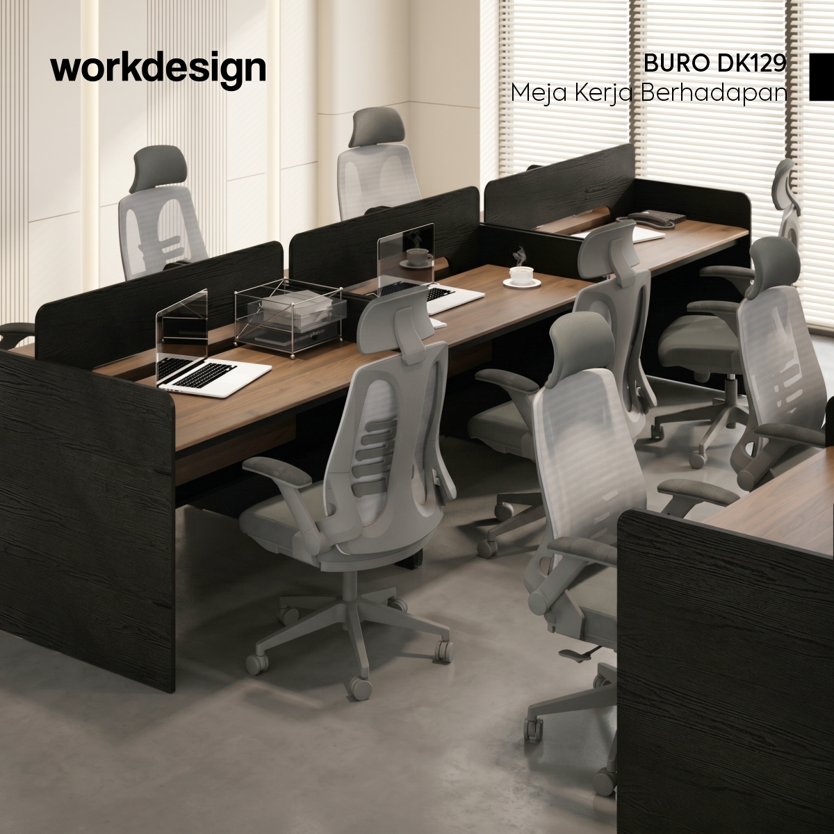 WORKDESIGN BURO DK129 MEJA KERJA / MEJA KANTOR / MEJA KERJA PARTISI warna BLACK OAK - WORKDESIGN - foto 2