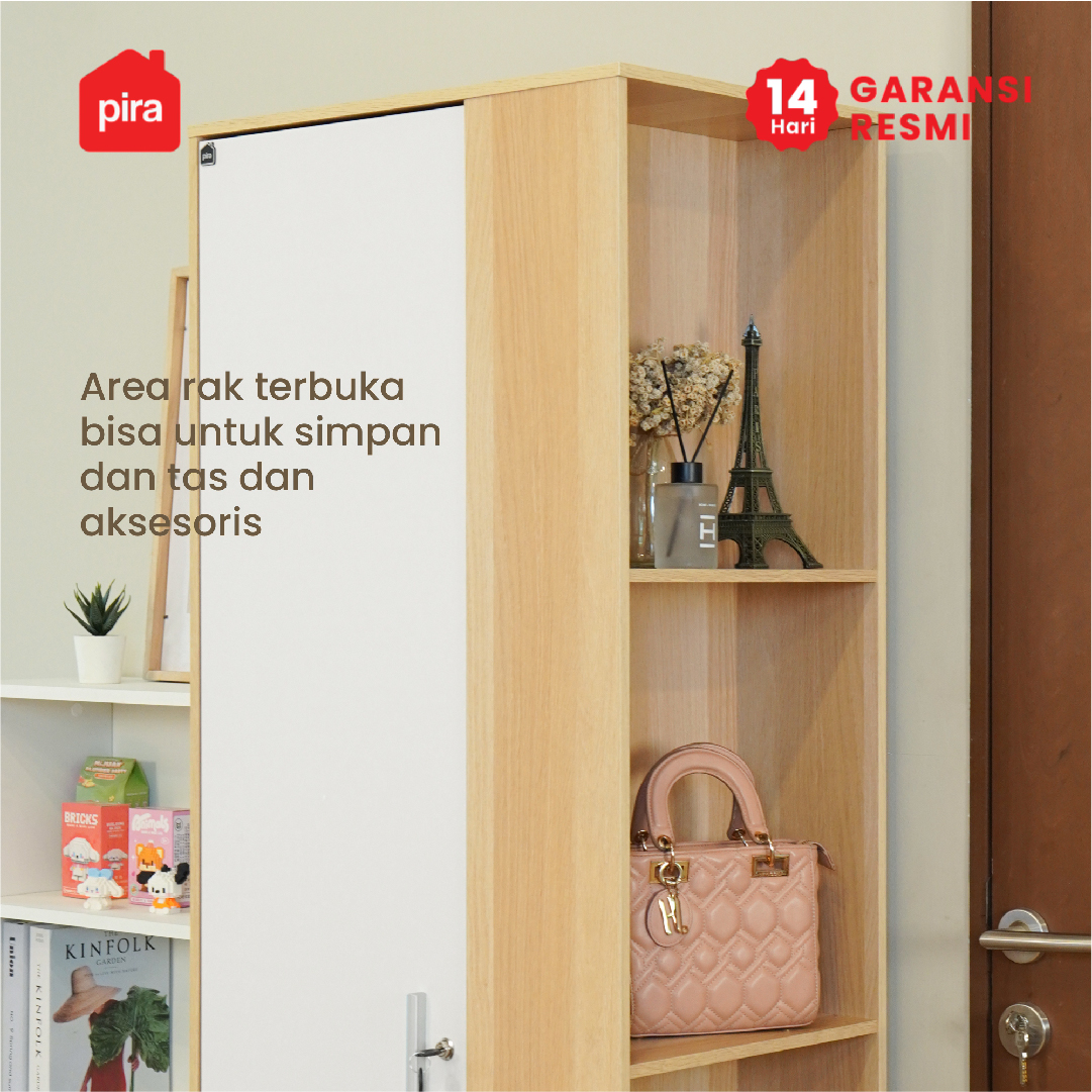 PIRA METROPOLIS OX - ARUNA 1PSU LEMARI PAKAIAN 1 PINTU / LEMARI BAJU / RAK SERBAGUNA warna PRO OAK - WHITE - PIRA METROPOLIS OX - foto 10