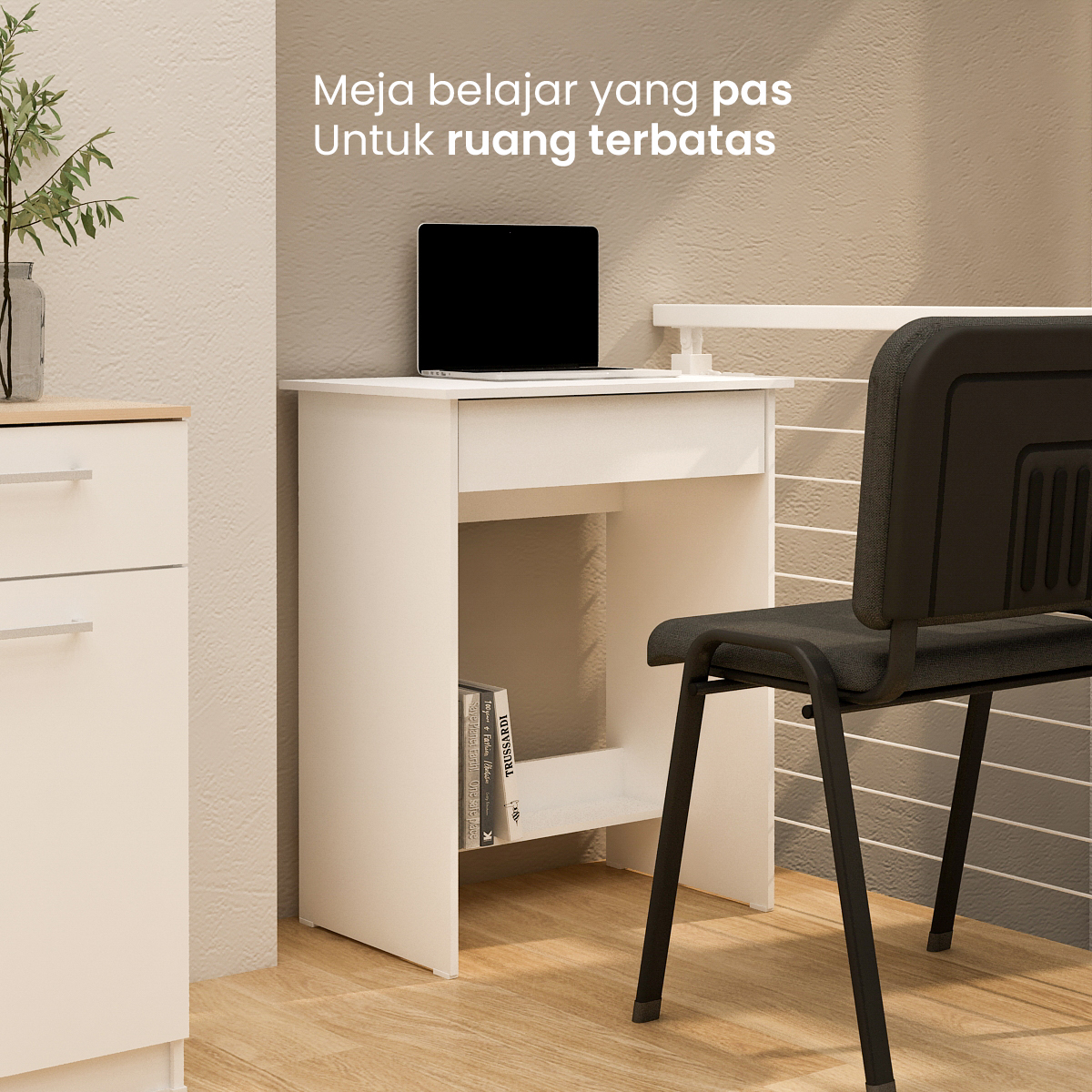 PIRA METROPOLIS OX - ARUNA DK61 MEJA BELAJAR / MEJA KOMPUTER DENGAN LACI warna WHITE - PIRA METROPOLIS OX - foto 2