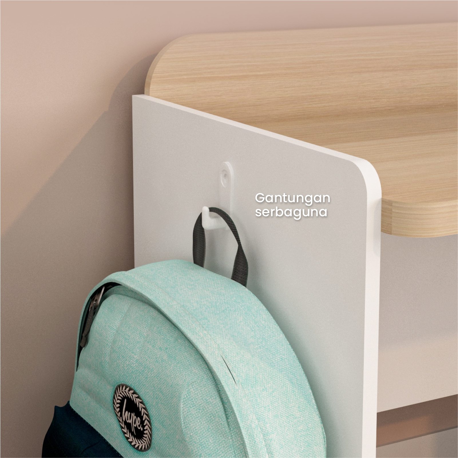 PIRA KIDS - DASAMI DKK100 MEJA BELAJAR ANAK DENGAN RAK BUKU warna PRO OAK - WHITE SM - PIRA KIDS - foto 5