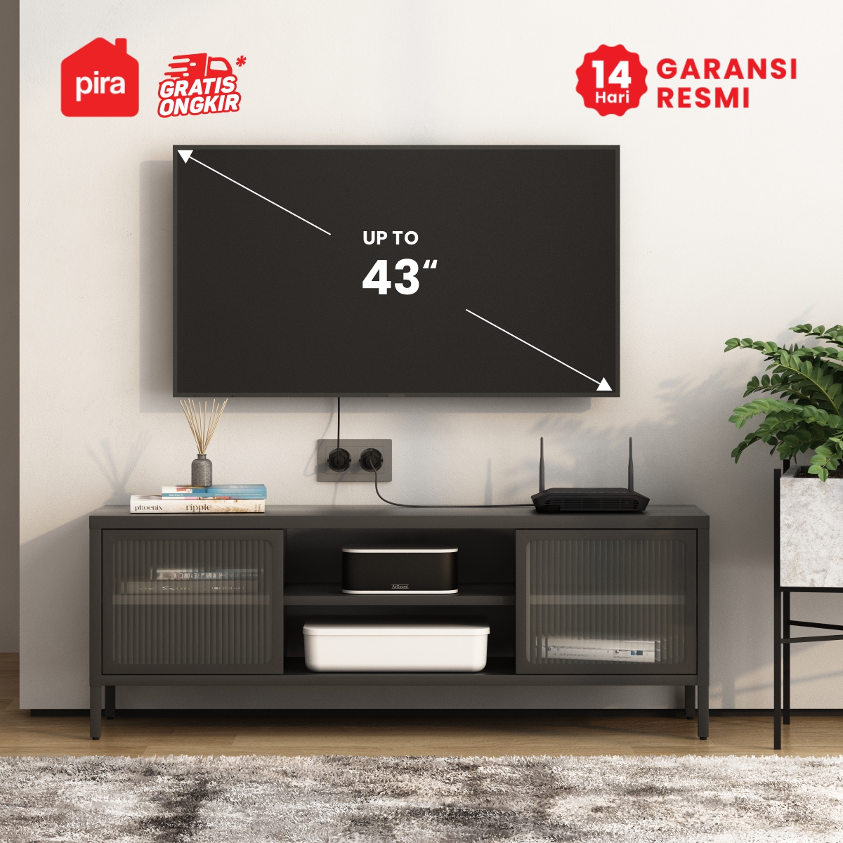 PIRA - WILL MTV120 MEJA TV / RAK TV BESI warna BLACK - PIRA - foto 2