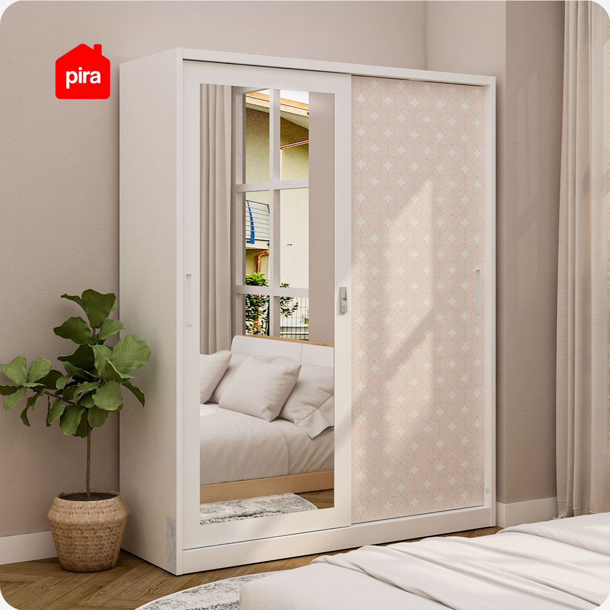 PIRA BAVARIAN - WURF 150A MWDSL LEMARI PAKAIAN BESI SLIDING / PINTU GESER warna WHITE - BAVARIAN - foto 2