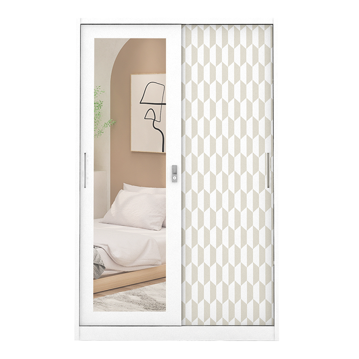 PIRA METROPOLIS - HEXA 120 A MWDSL LEMARI PAKAIAN BESI SLIDING / PINTU GESER warna WHITE - KHAKI - PIRA - foto 3