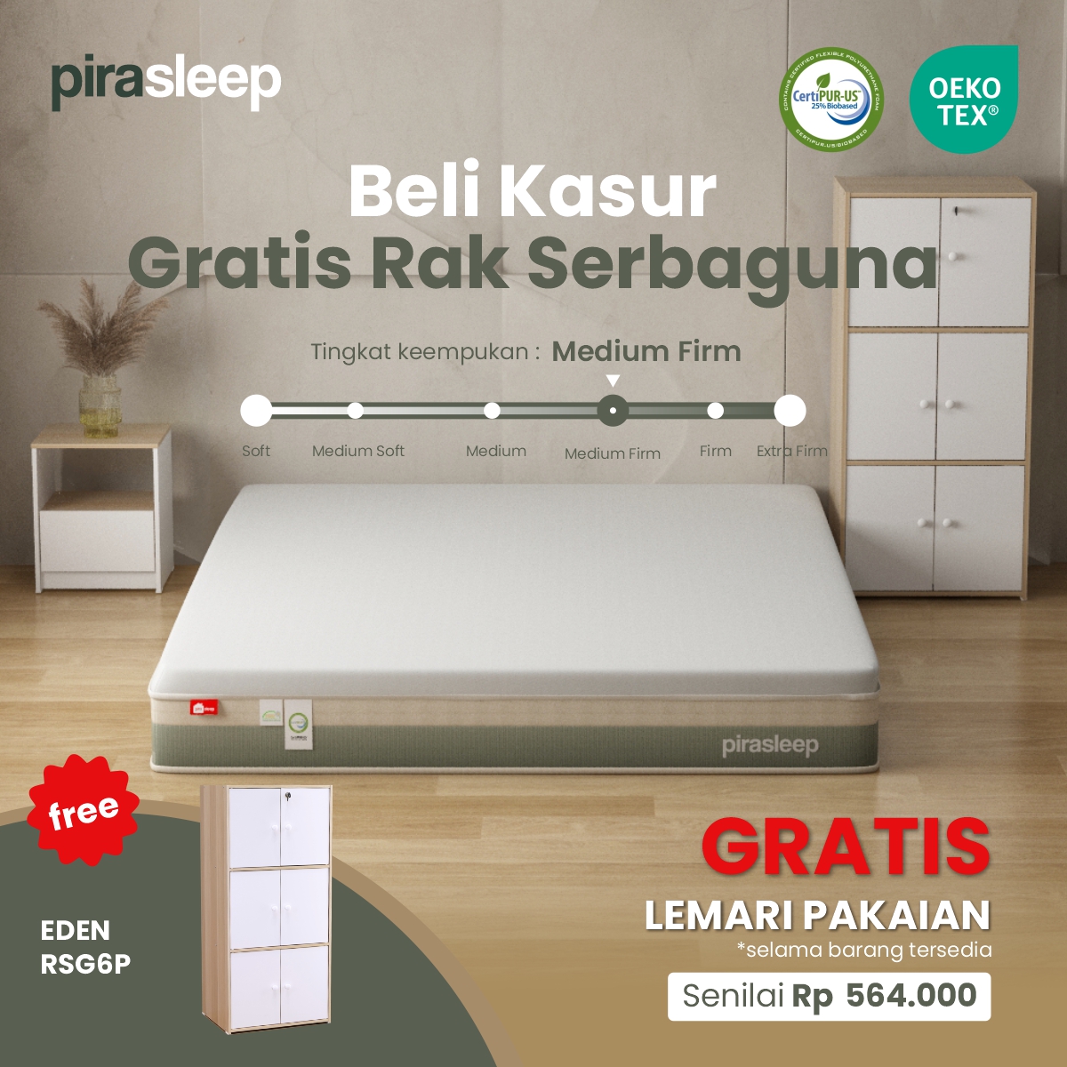 PIRA SLEEP 1 FEPS MF180 WHITE - CREAM + EDEN RSG6P PRO OAK - WHITE - foto 1