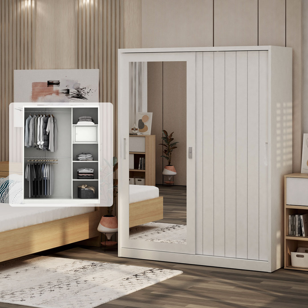 PIRA - SAXON 150 A MWDSL LEMARI PAKAIAN BESI SLIDING / PINTU GESER warna WHITE - PIRA - foto 1