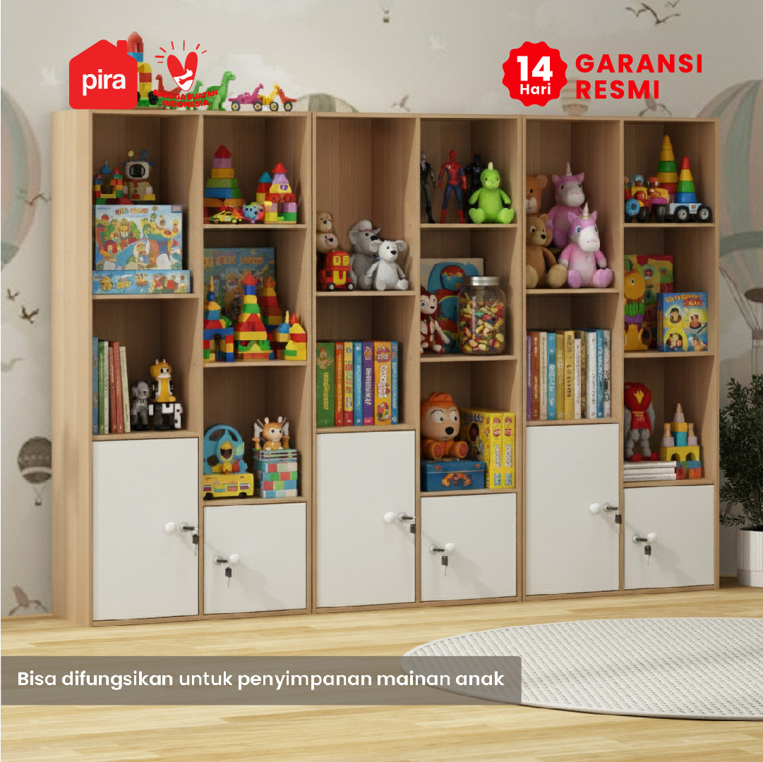 PIRA METROPOLIS -  RACKA SU50 P RAK SUSUN SERBAGUNA / RAK BUKU / RAK 7 SUSUN warna PRO OAK - WHITE - PIRA METROPOLIS - foto 2