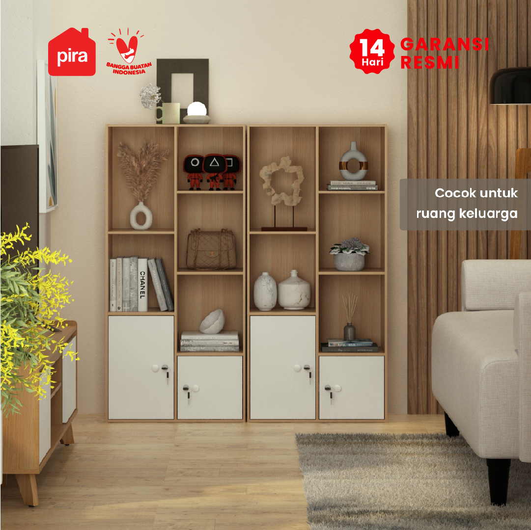 PIRA METROPOLIS -  RACKA SU50 P RAK SUSUN SERBAGUNA / RAK BUKU / RAK 7 SUSUN warna PRO OAK - WHITE - PIRA METROPOLIS - foto 5