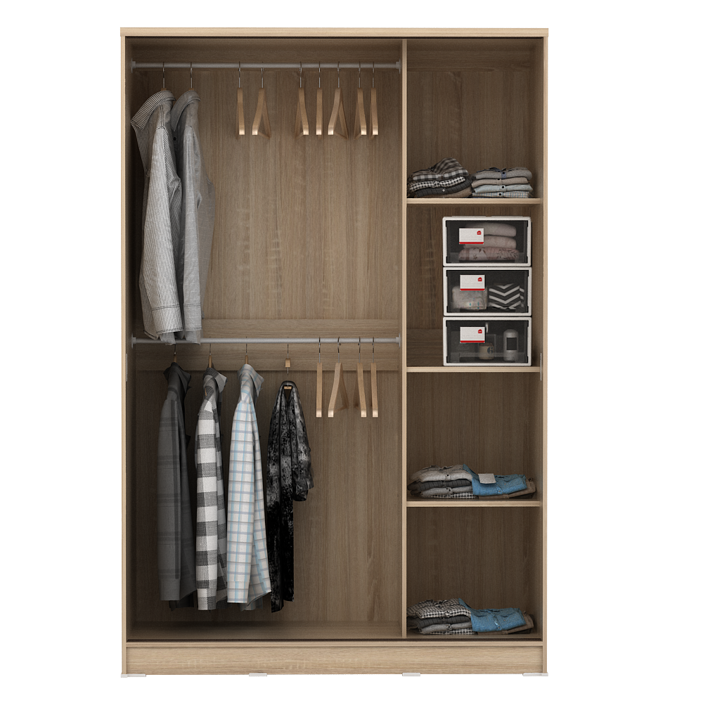 PIRA METROPOLIS - ALBA BAZ SL120LT LEMARI PAKAIAN 2 PINTU GESER warna SONOMA OAK - WHITE - METROPOLIS - foto 5