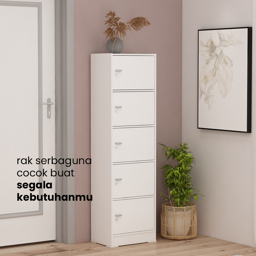 PIRA METROPOLIS OX - ARUNA RSG 5 RAK SERBAGUNA / RAK SUSUN 5 PINTU warna WHITE - PIRA METROPOLIS OX - foto 2