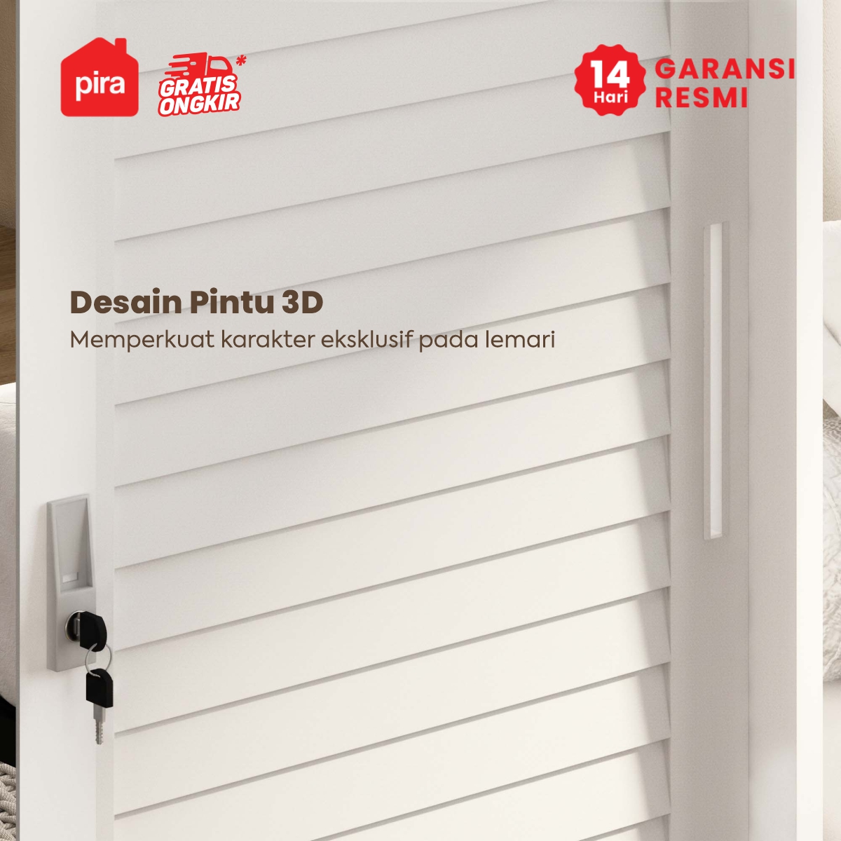 PIRA -  SHUTTER 120 MWDSL LEMARI PAKAIAN BESI SLIDING / PINTU GESER DENGAN RAK ADJUSTABLE warna WHITE - PIRA - foto 4