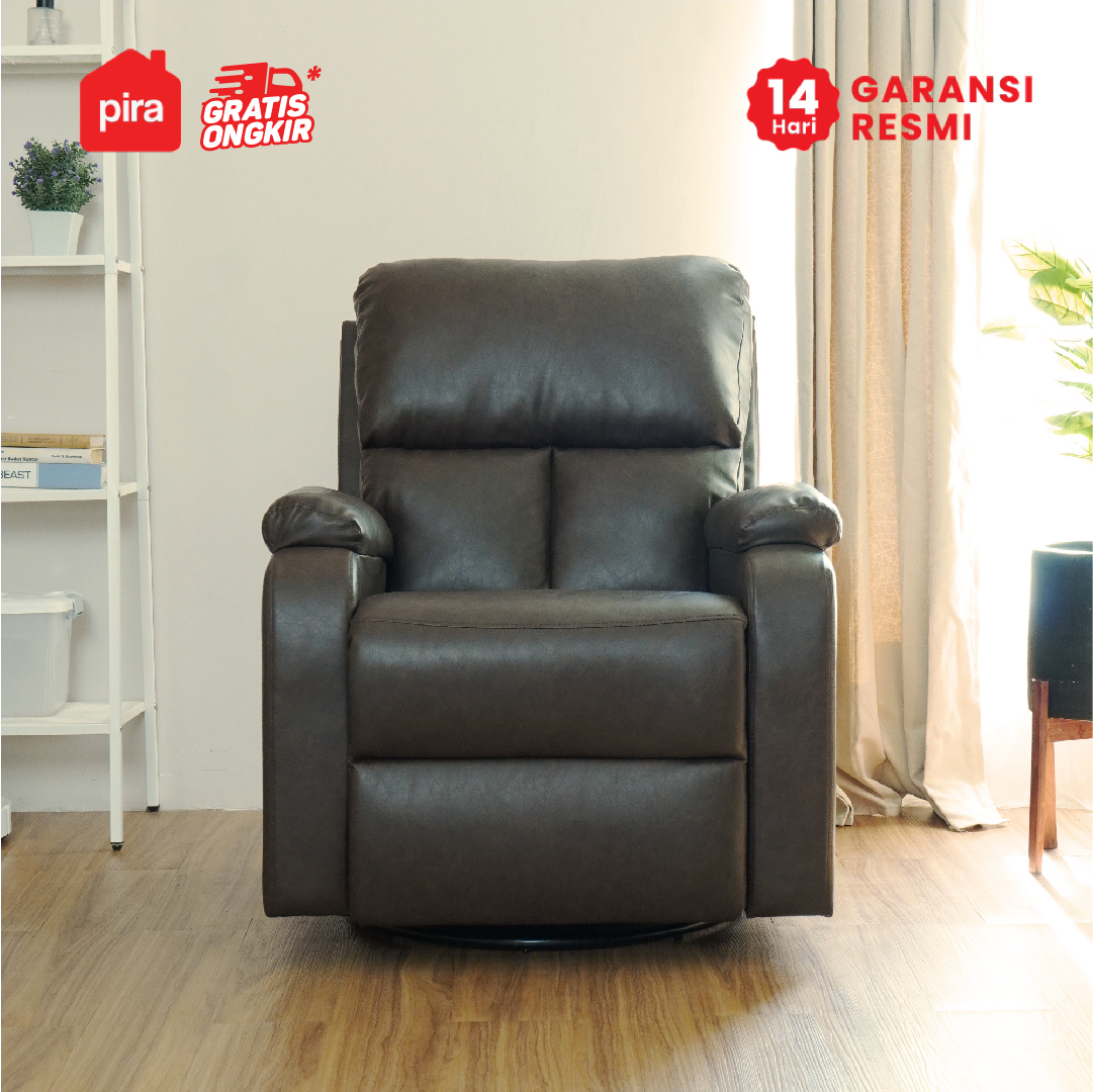 PIRA - GORO 1 RS SOFA / SOFA RECLINER / SOFA RECLINER 1 SEATER DENGAN FITUR ROCKING (AYUN) DAN SWIVEL warna DARK BROWN - PIRA - foto 4