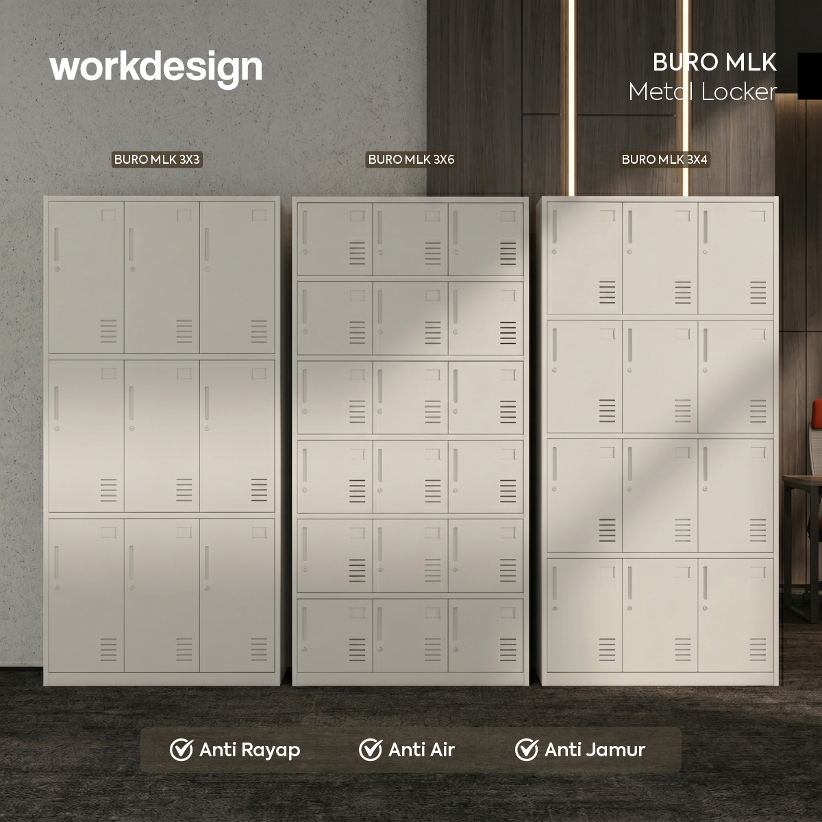 WORKDESIGN BURO MLK 3X6 LOKER BESI / LEMARI LOKER warna WHITE - WORKDESIGN - foto 3