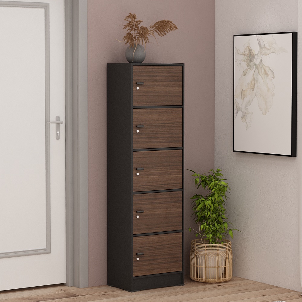 PIRA METROPOLIS OX - ARUNA RSG 5 RAK SERBAGUNA / RAK SUSUN 5 PINTU warna BLACK - AMERICAN WALNUT - PIRA METROPOLIS OX - foto 6