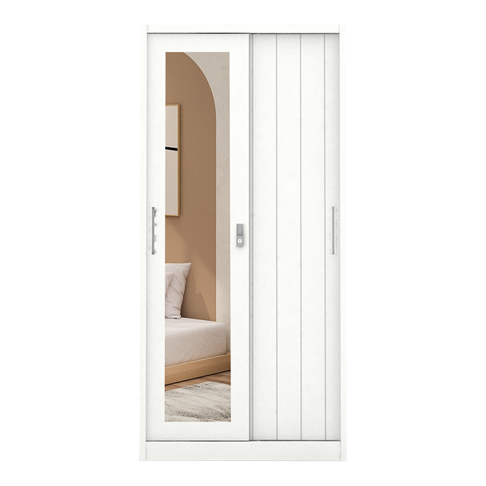 PIRA - SAXON A 90A MWDSL LEMARI PAKAIAN BESI SLIDING / PINTU GESER warna LIGHT MARBLE - WHITE - PIRA - foto 3