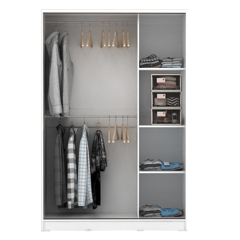 PIRA METROPOLIS - ALBA BAZ SL120LT LEMARI PAKAIAN 2 PINTU GESER warna WHITE - METROPOLIS - foto 5