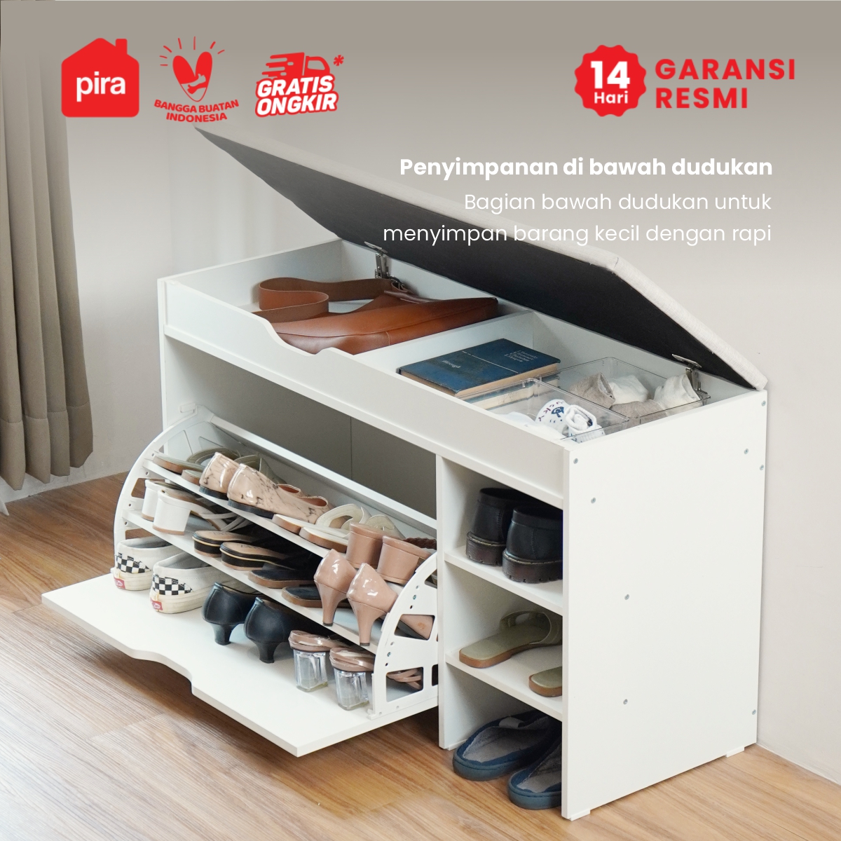 PIRA METROPOLIS -  PINO SR101 PF RAK SEPATU / RAK SEPATU DUDUK / LEMARI SEPATU warna WHITE - PIRA METROPOLIS - foto 4