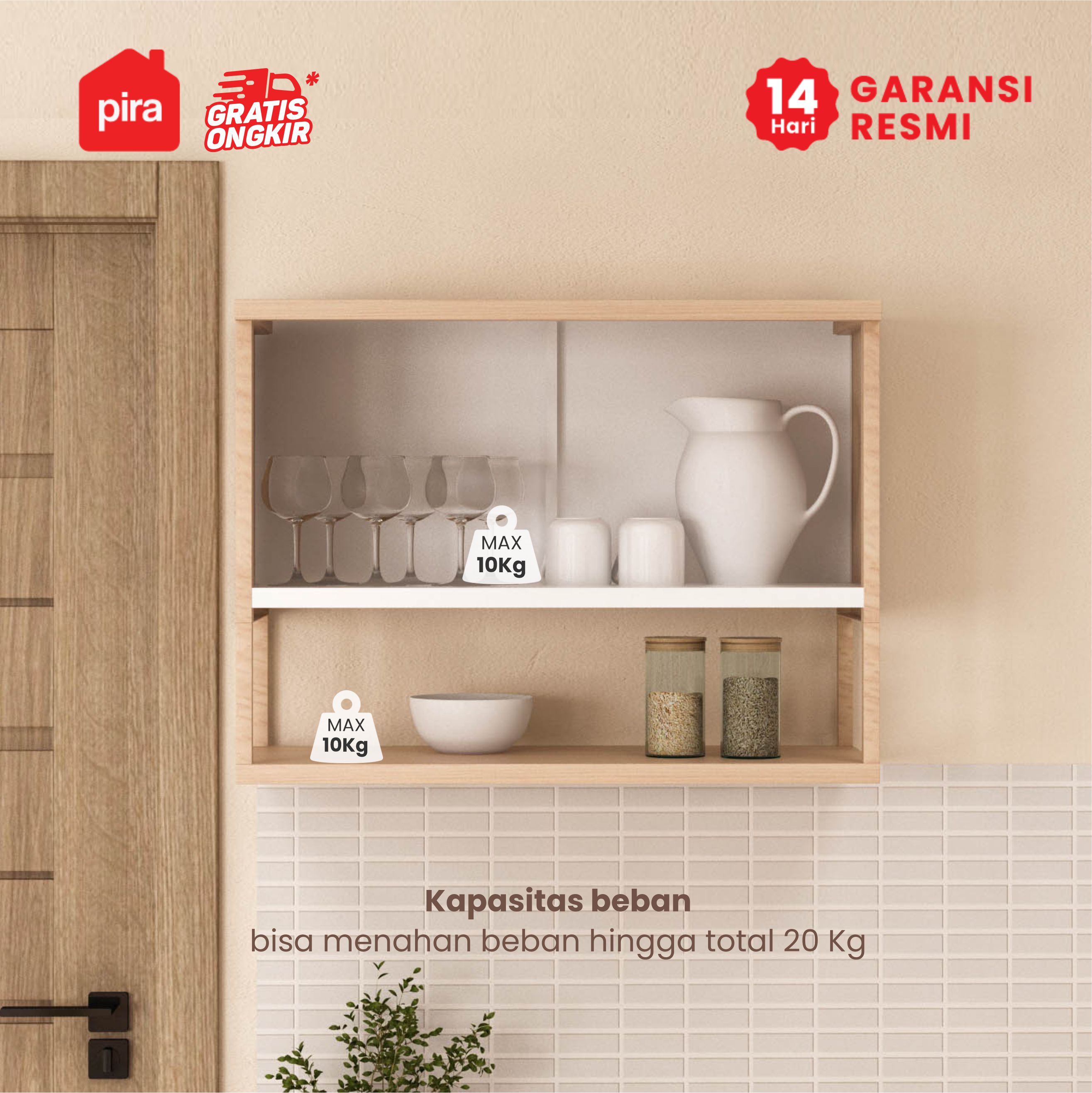PIRA - CUISI MKCWU KITCHEN SET / RAK DAPUR BESI / LEMARI DAPUR BESI / RAK DAPUR warna PRO OAK - WHITE - PIRA - foto 2