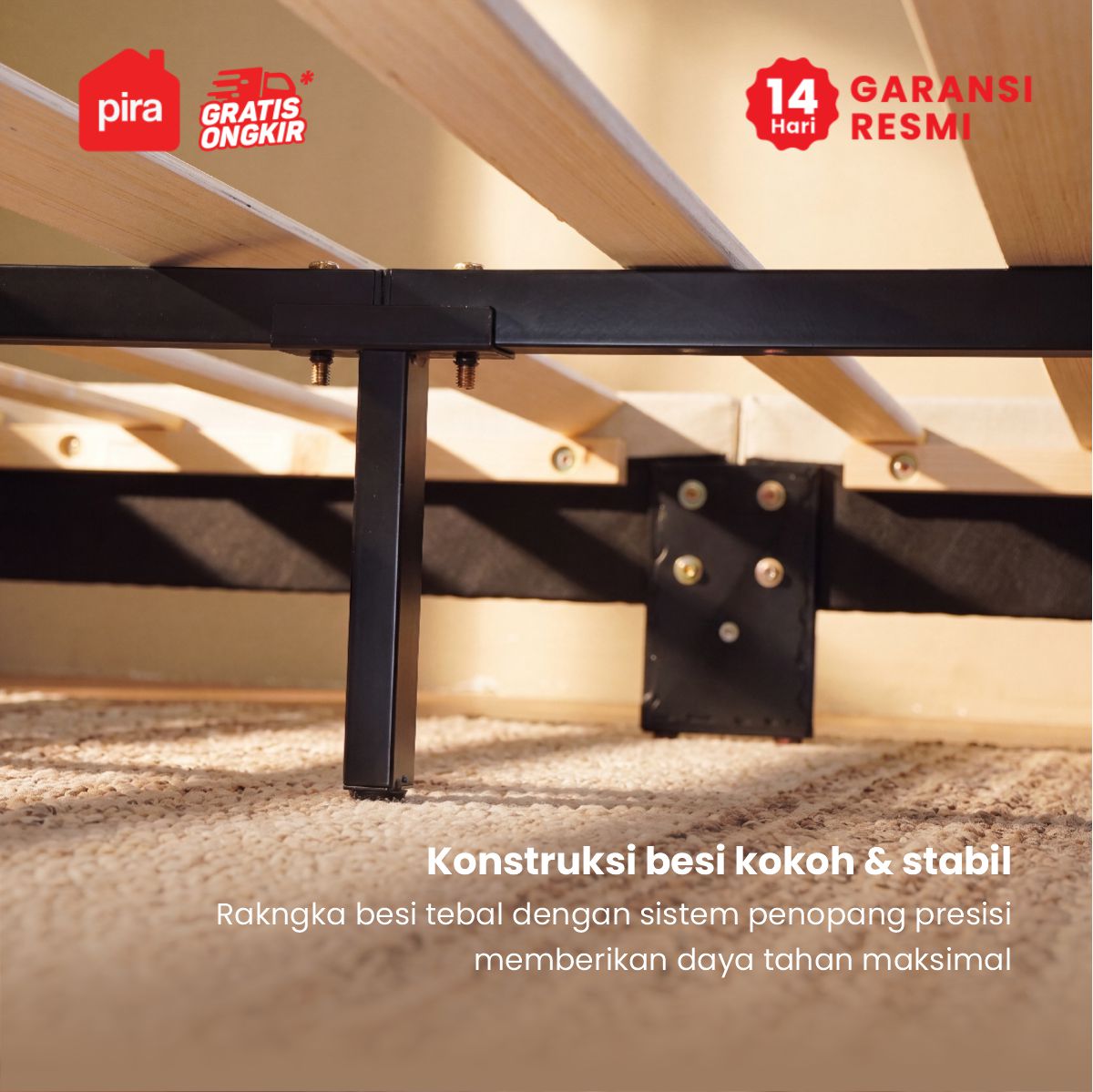PIRA - PALMA BD200 PLATFORM BED / DIPAN / DIPAN TEMPAT TIDUR / RANJANG KASUR / DIPAN DENGAN LACI PENYIMPANAN warna CREAM - PIRA - foto 9