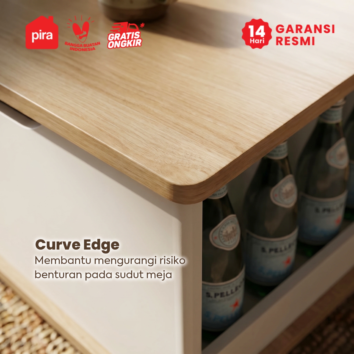 PIRA - VALE CT100 MEJA TAMU / MEJA RUANG TAMU / MEJA TAMU DENGAN FITUR LIFT UP warna WHITE SM - PRO OAK - PIRA - foto 6