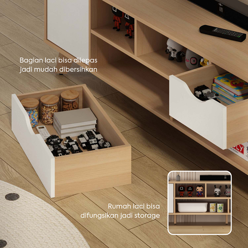 PIRA METROPOLIS - FUJI TV1500 MEJA TV / RAK TV / LEMARI TV warna PRO OAK - WHITE - PIRA METROPOLIS - foto 5