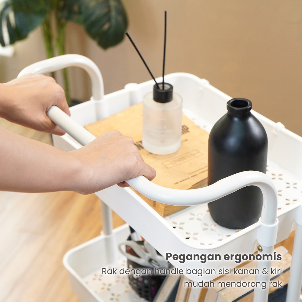 PIRA METROPOLIS -  KOJI PKT4 RAK TROLI / RAK PENYIMPANAN / RAK SERBAGUNA / RAK PLASTIK SUSUN DENGAN RODA warna WHITE - PIRA METROPOLIS - foto 3