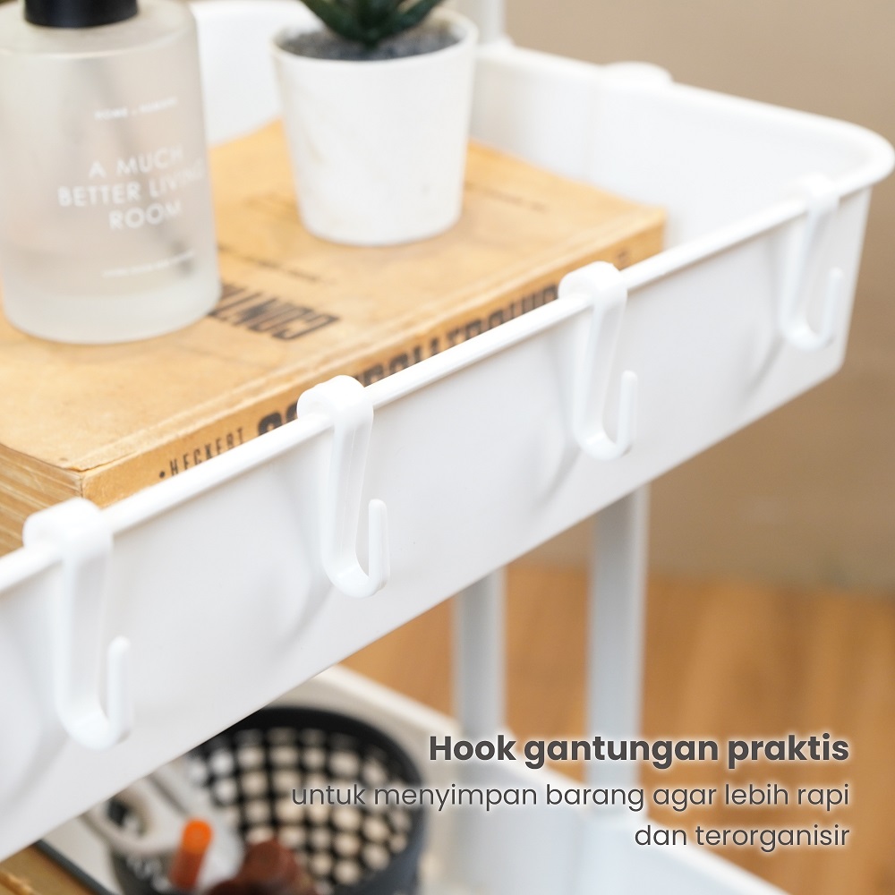 PIRA METROPOLIS -  KOJI PKT4 RAK TROLI / RAK PENYIMPANAN / RAK SERBAGUNA / RAK PLASTIK SUSUN DENGAN RODA warna WHITE - PIRA METROPOLIS - foto 4