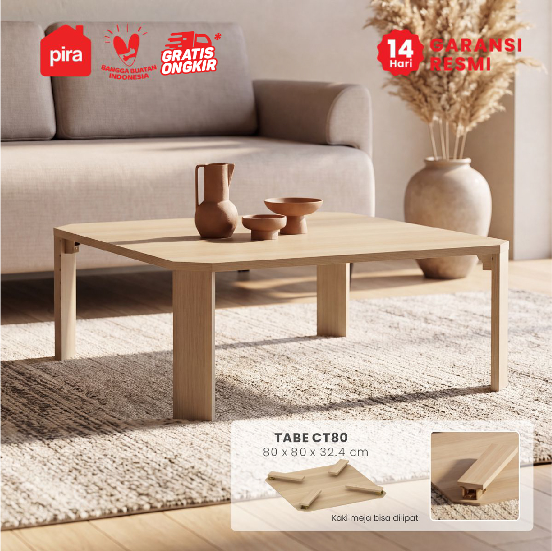 PIRA - TABE CT80 MEJA TAMU / MEJA MAKAN LIPAT LESEHAN / MEJA BELAJAR LIPAT LESEHAN warna PRO OAK - PIRA - foto 1